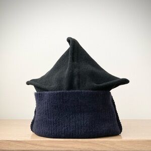 joodito origami crown 100% cashmere japanese boro sweater hat beanie dark blue